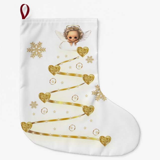 Calcetín Navideño Grande Navidades de pie, Navidades Ángel (Anverso)