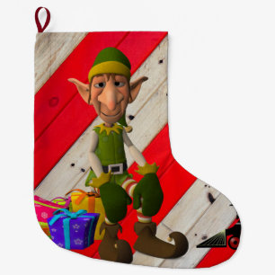 Calcetín Navideño Grande Navidades de pie, Navidades Elf