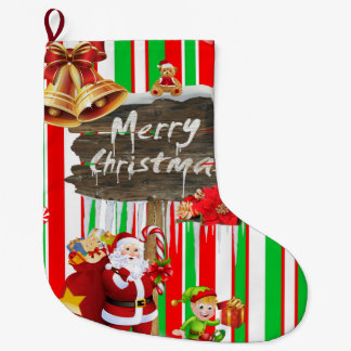 Calcetín Navideño Grande Navidades de pie, Navidades Elf Santa