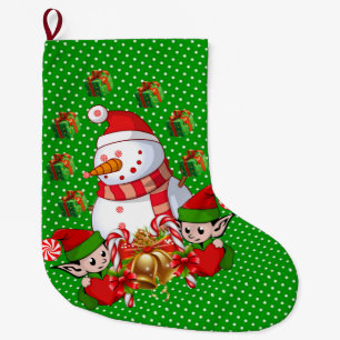 Calcetín Navideño Grande Navidades de pie, Navidades Elf Snowman