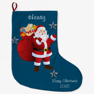Calcetín Navideño Grande Navidades de pie, Navidades Santa