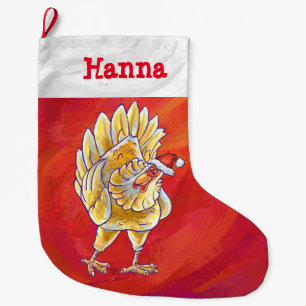 Calcetín Navideño Grande Navidades de pollo festivos personalizados