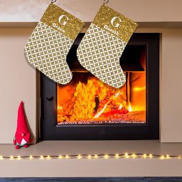 Calcetín Navideño Grande Navidades de Razzle Dazzle Estrellas de Oro Purpur