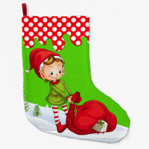 Calcetín Navideño Grande Navidades de Santa Claus Navidades del Elf