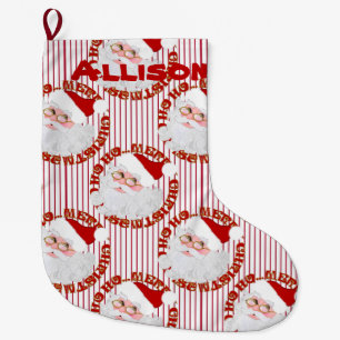 Calcetín Navideño Grande Navidades de Santa Face-Stripes personalizados en