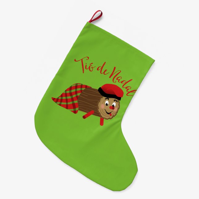 Calcetín Navideño Grande Navidades de Tio De Nadal (Frente (Colgado))