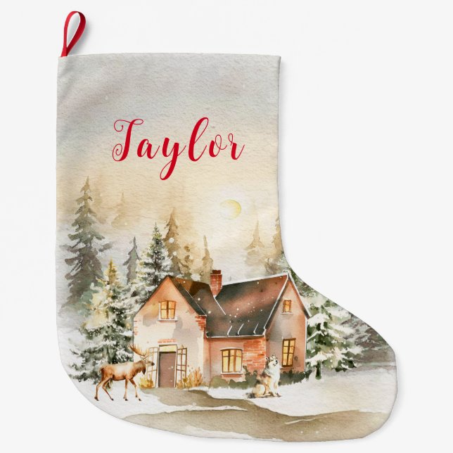 Calcetín Navideño Grande Navidades de vacaciones de invierno (Anverso)