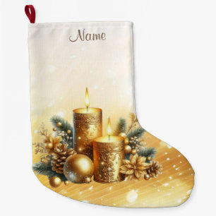 Calcetín Navideño Grande Navidades de Velas Doradas de Fiesta