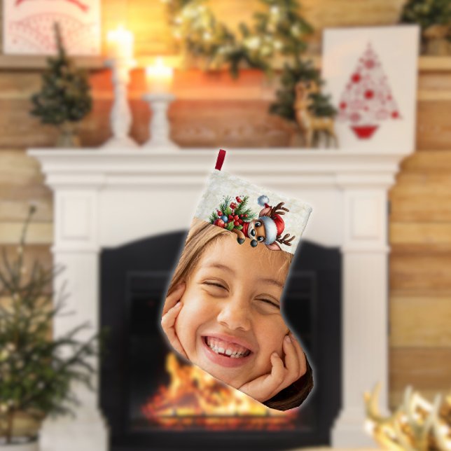 Calcetín Navideño Grande Navidades de venados graciosos y bonitos festivida (Subido por el creador)