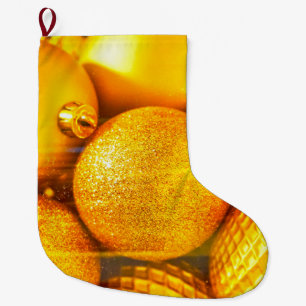 Calcetín Navideño Grande Navidades decoración baubles amarillos