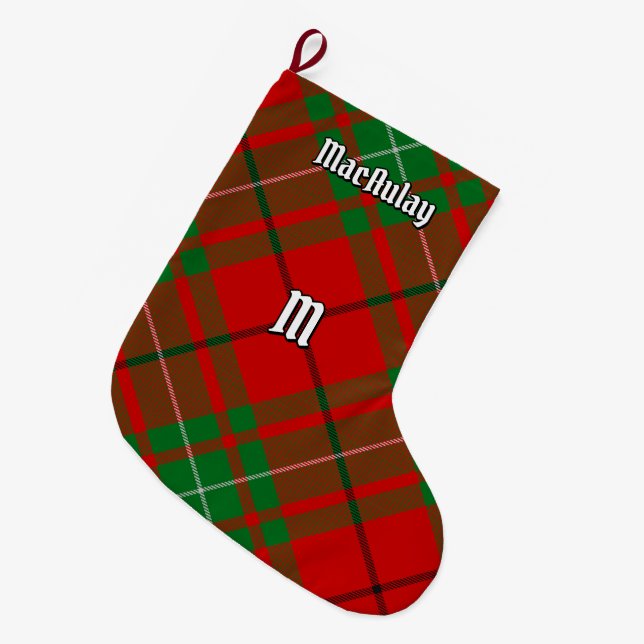 Calcetín Navideño Grande Navidades del Clan MacAulay Tartan (Frente (Colgado))