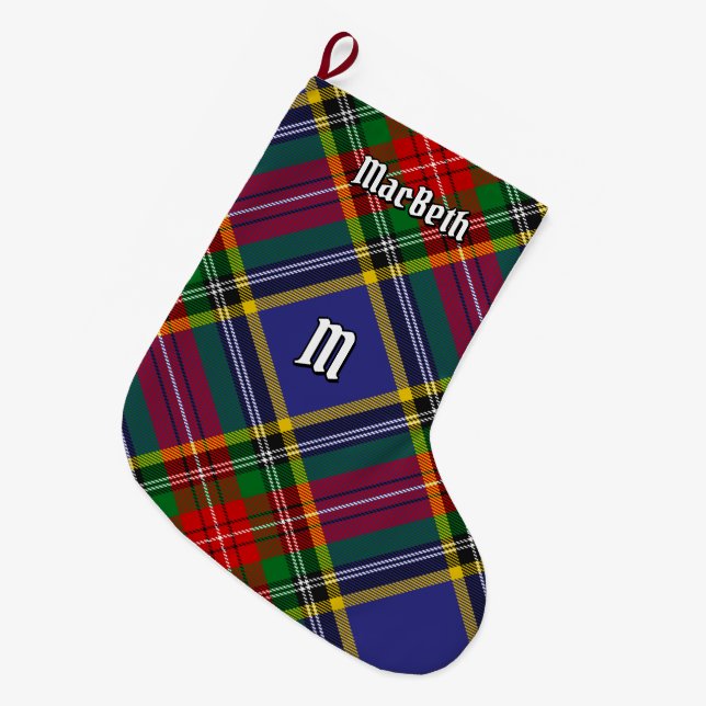 Calcetín Navideño Grande Navidades del Clan MacBeth Tartan (Frente (Colgado))