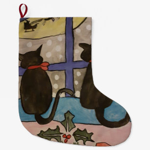 Calcetín Navideño Grande Navidades del gato negro