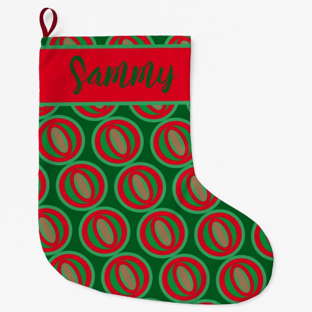 Calcetín Navideño Grande Navidades del personalizado "Su nombre" haciendo u (Anverso)