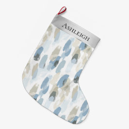 Calcetín Navideño Grande Navidades del Resumen Blanco Azul Crema Plateado m