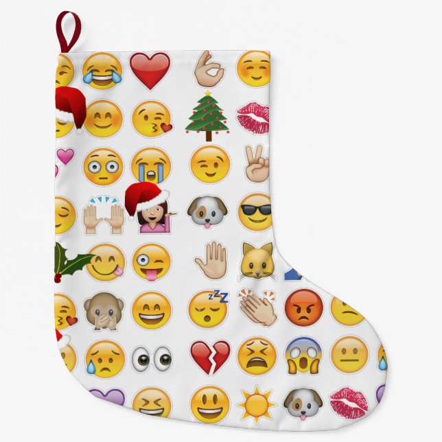 Calcetín Navideño Grande navidades emojis Navidad y existencias (Anverso)
