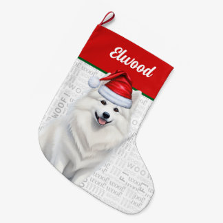 Calcetín Navideño Grande Navidades esquimal estadounidense nombre perro Woo