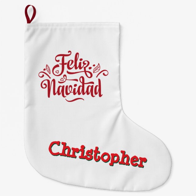 Calcetín Navideño Grande Navidades Feliz Navidad (Anverso)