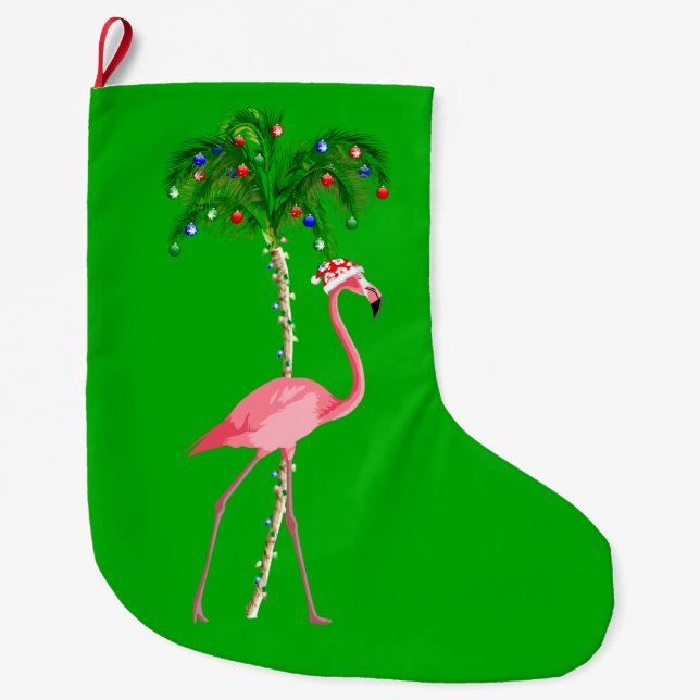 Calcetín Navideño Grande Navidades Flamingo (Anverso)