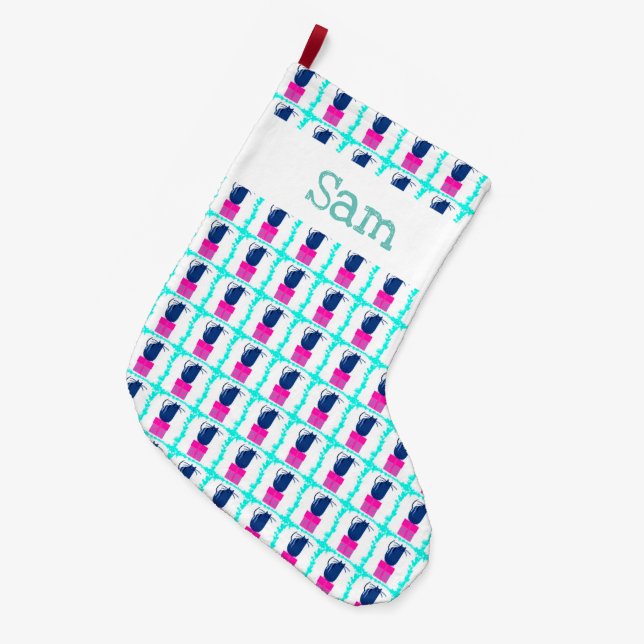 Calcetín Navideño Grande Navidades Gatitos y presencias (Frente (Colgado))