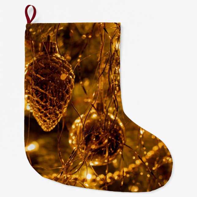 Calcetín Navideño Grande Navidades Gold Pine Cone (Anverso)