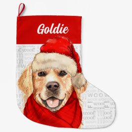 Calcetín Navideño Grande Navidades Golden Retriever con nombre de perro