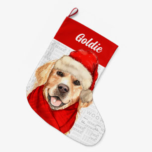 Calcetín Navideño Grande Navidades Golden Retriever con nombre de perro