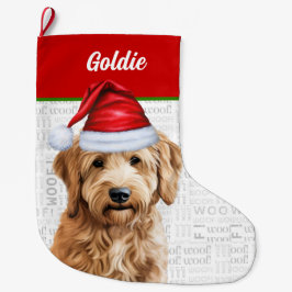 Calcetín Navideño Grande Navidades Goldendoodle con nombre de perro