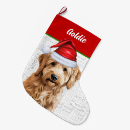 Calcetín Navideño Grande Navidades Goldendoodle con nombre de perro