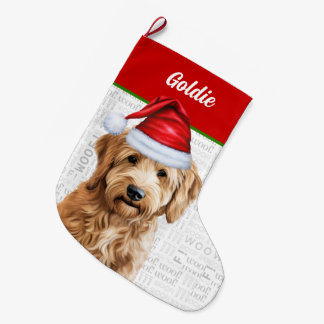 Calcetín Navideño Grande Navidades Goldendoodle con nombre de perro