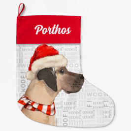 Calcetín Navideño Grande Navidades Gran danés con nombre de perro