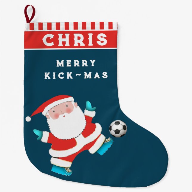 Calcetín Navideño Grande Navidades grandes de fútbol personalizados (Anverso)