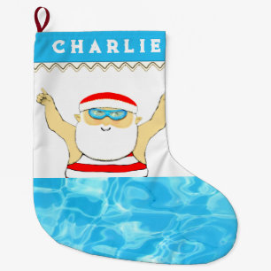 Calcetín Navideño Grande Navidades grandes de nadador personalizado