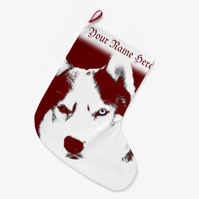 Calcetín Navideño Grande Navidades Husky protestan por la actuación de un p (Frente (Colgado))