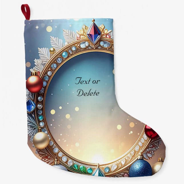 Calcetín Navideño Grande Navidades Jewel Frame Holiday Stocking (Anverso)