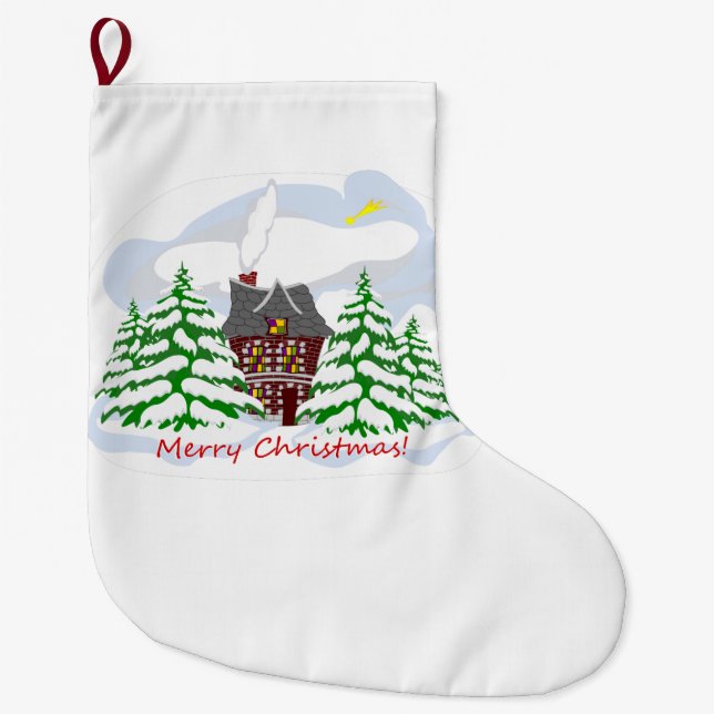 Calcetín Navideño Grande Navidades llegando a casa de familia (Anverso)