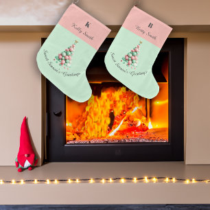 Calcetín Navideño Grande Navidades Macaron Trees Nombre personalizado
