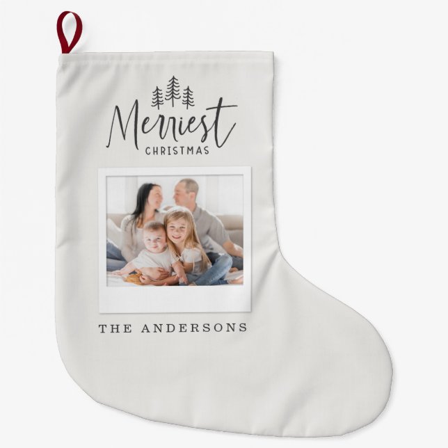 Calcetín Navideño Grande Navidades más hermosos foto vacaciones de familia  (Anverso)
