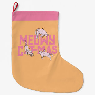 Calcetín Navideño Grande Navidades Meowy del gato rosado alumbran