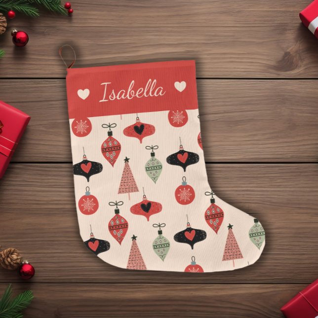 Calcetín Navideño Grande Navidades modernos de mediados de siglo (Subido por el creador)