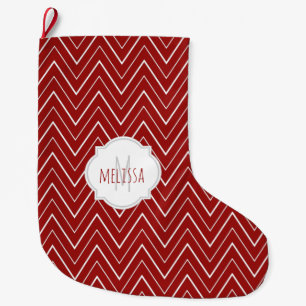 Calcetín Navideño Grande Navidades Monogramas del Patrón Chevron
