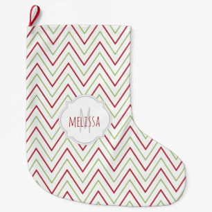 Calcetín Navideño Grande Navidades Monogramas del Patrón Chevron