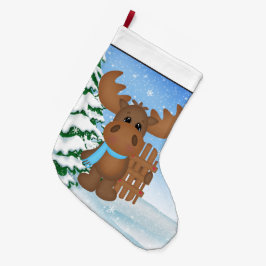 Calcetín Navideño Grande Navidades Moose personalizado de vacaciones