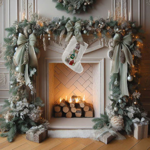 Calcetín Navideño Grande Navidades ocupando casas de pan de jengibre