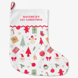 Calcetín Navideño Grande Navidades Oh Qué Diversión Primera Navidad