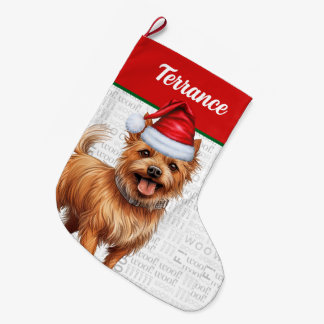 Calcetín Navideño Grande Navidades Perro Terrier Australiano Nombre Woof