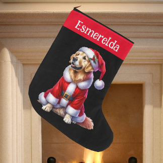 Calcetín Navideño Grande Navidades personalizado Golden Retriever