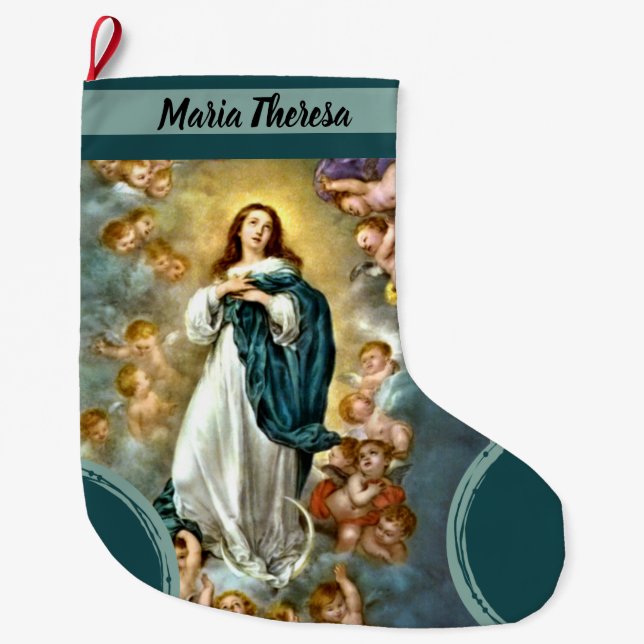 Calcetín Navideño Grande Navidades personalizados Asumir Virgen María (Anverso)