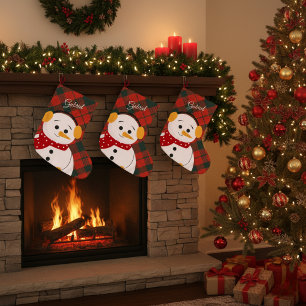Calcetín Navideño Grande Navidades personalizados con un hombre de nieve ma