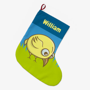 Calcetín Navideño Grande Navidades personalizados de aves amarillas